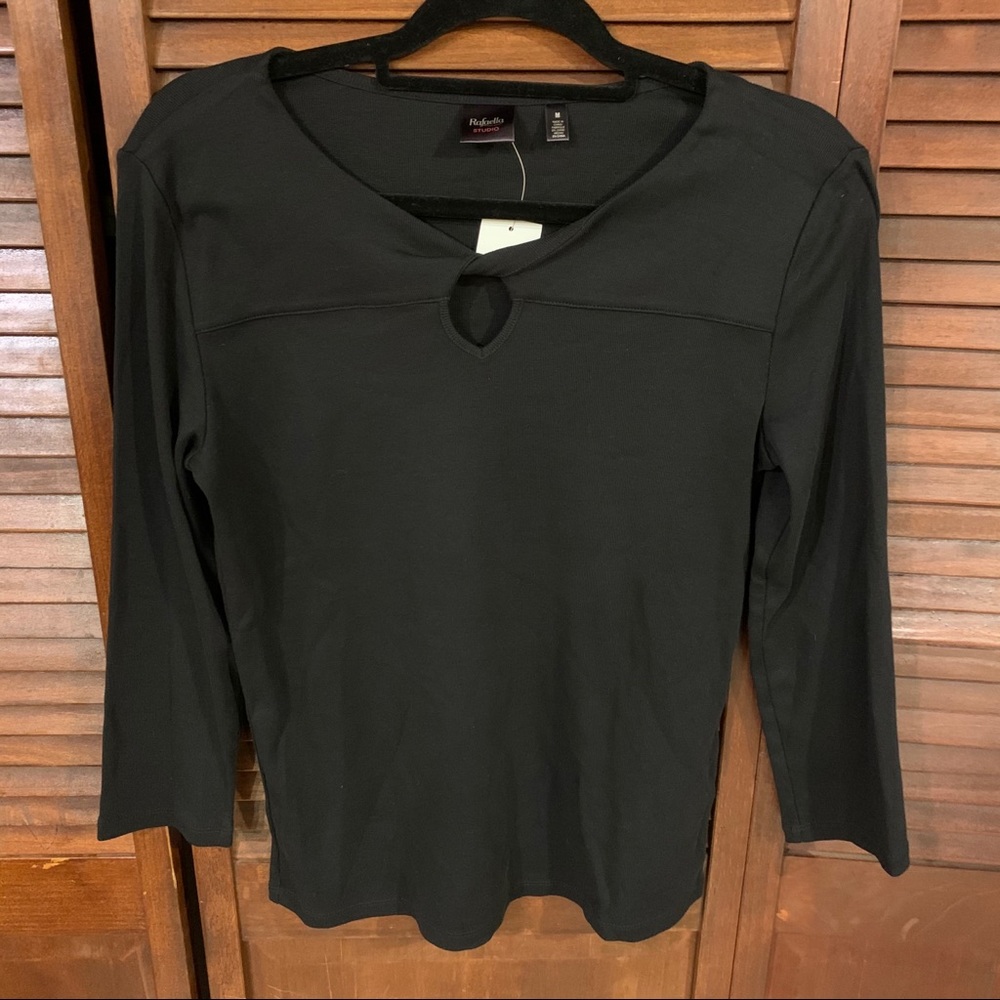 Rafaella Women's Twist Neck Key Hole Knit Top